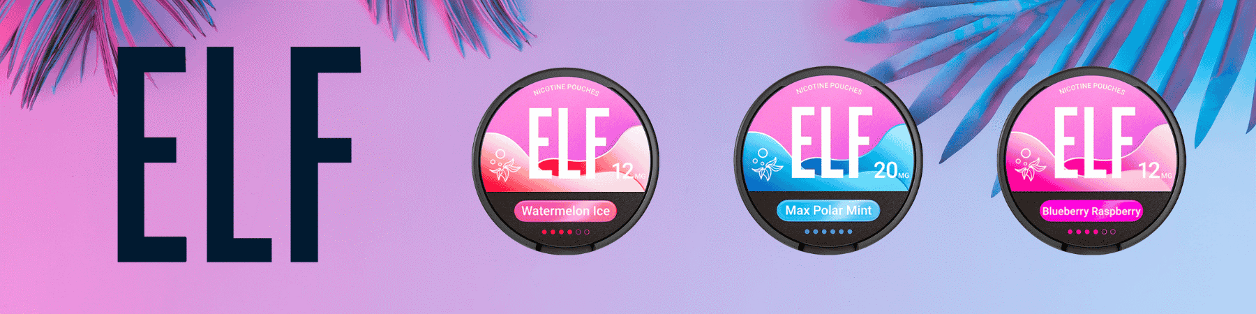 Elf Brand Banner mit drei Dosen und Pflanzen