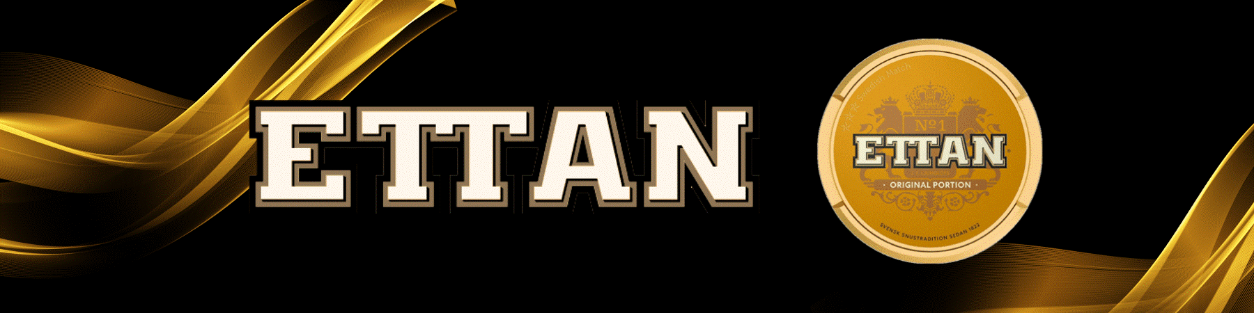 Ettan Snus mit einer Snusdose in gold