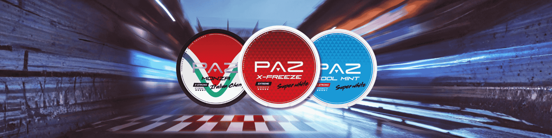 PAZ Brand Banner für diverse tabakfreie Snus