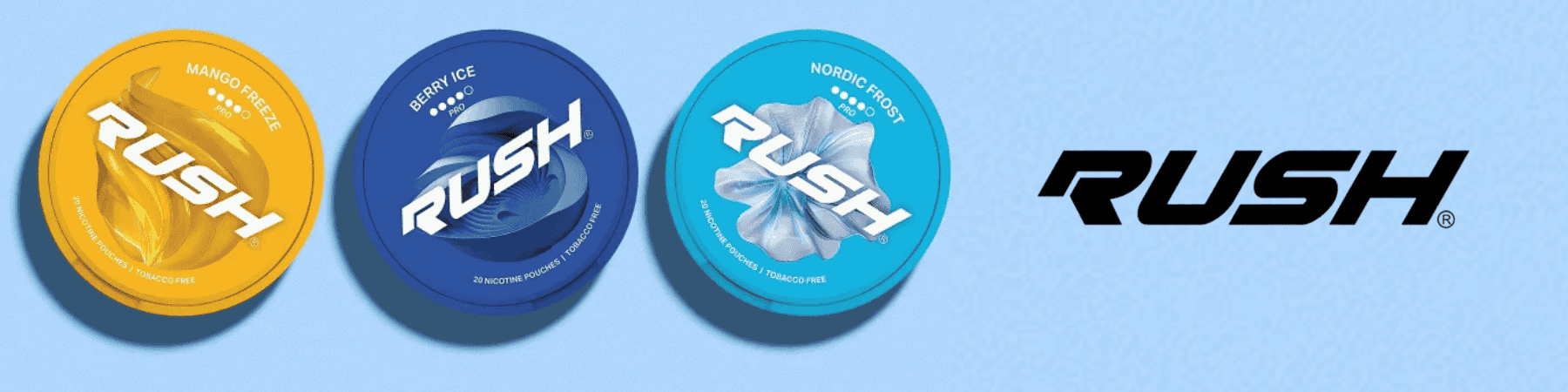 Rush Markenbanner für tabakfreie Nikotinbeutel