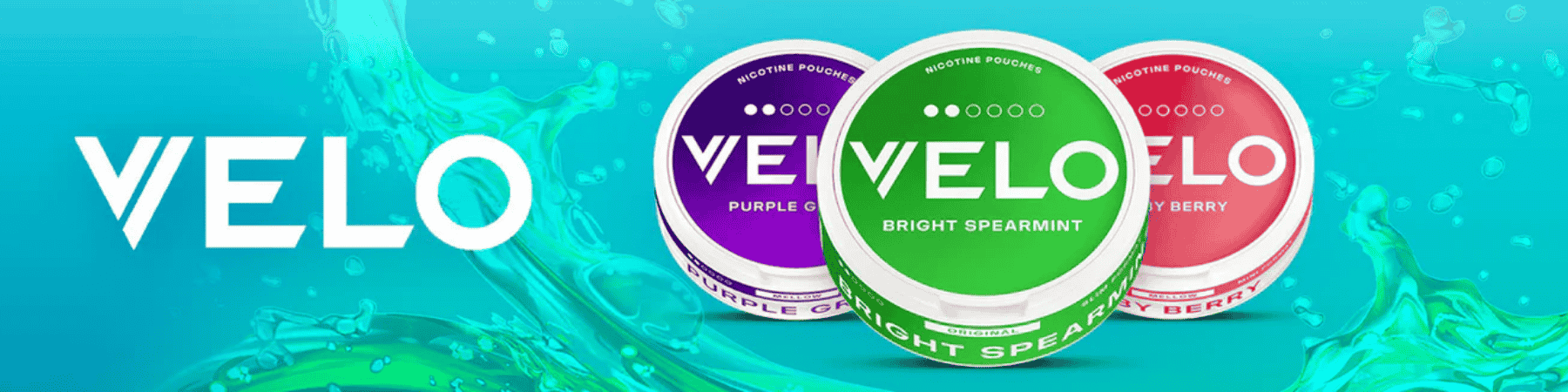 VELO Brand Banner für tabakfreie Snus und Nikotinpouches