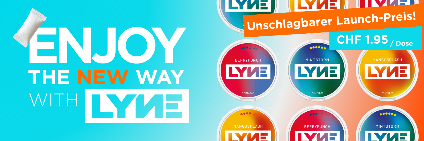 LYNE Nicotine Pouches Banner deutsch Startseite Snuskingdom