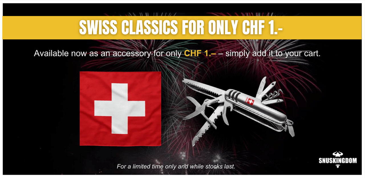 Homepage tile featuring the Swiss flag and a pocket knife