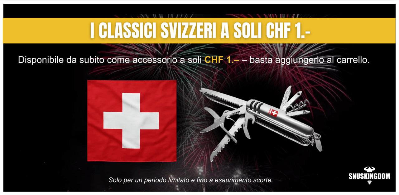 Riquadro della pagina iniziale con la bandiera svizzera e il coltellino svizzero